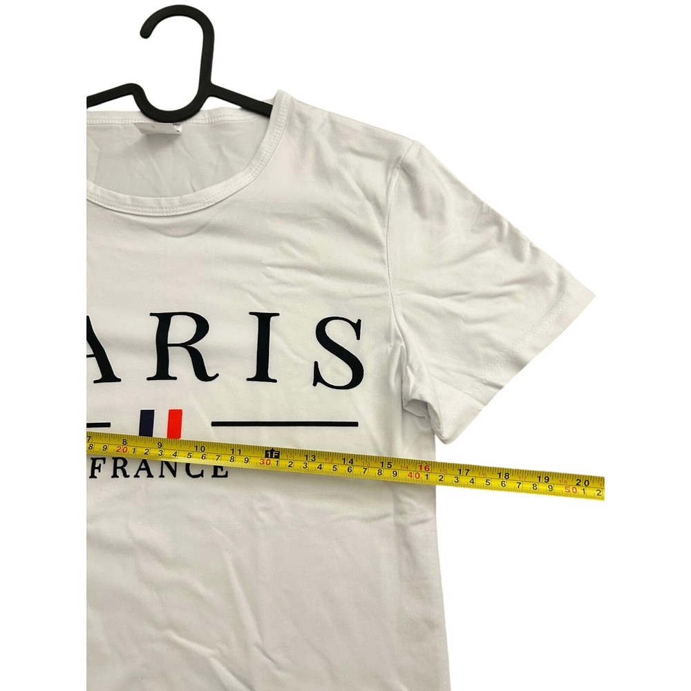 Paris France Graphic T-Shirt White Short Sleeve Crew Neck Tee Small - Picture 6 of 7